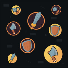 Fototapeta premium Set of different medieval weapon icons Vector