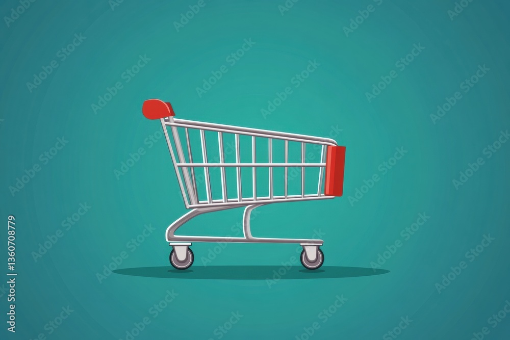 Aufkleber Elegant flat design of an empty shopping cart on a soft background showcasing modern art style Generative AI