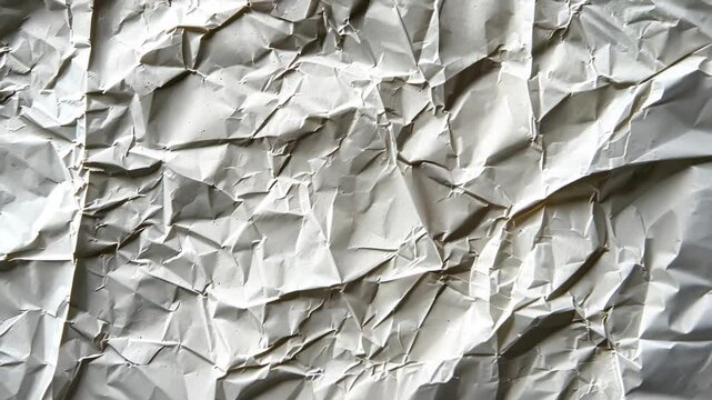 Close-up view of a crumpled paper texture. The image showcases the intricate folds and creases of the paper, creating a visually interesting and abstract pattern.