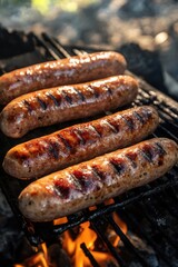 Juicy Grilled Sausages Over Open Flame