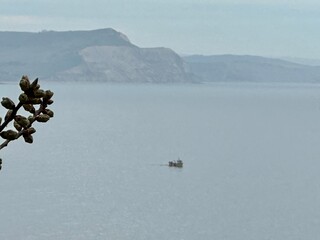 Jurassic coast fishing boat landscape Dorset England 