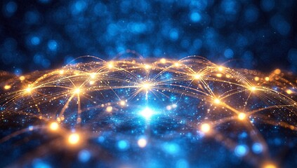 Abstract image of a network, showcasing connections and data flow.  A mesmerizing display of light and energy.