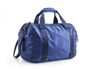 Naklejka premium Blue Duffle Bag Ready for Travel Isolated on a White Background