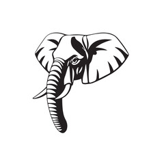 Elephant head silhouette. Elephant logo icon. Elephant head illustration. Elephant vector art.