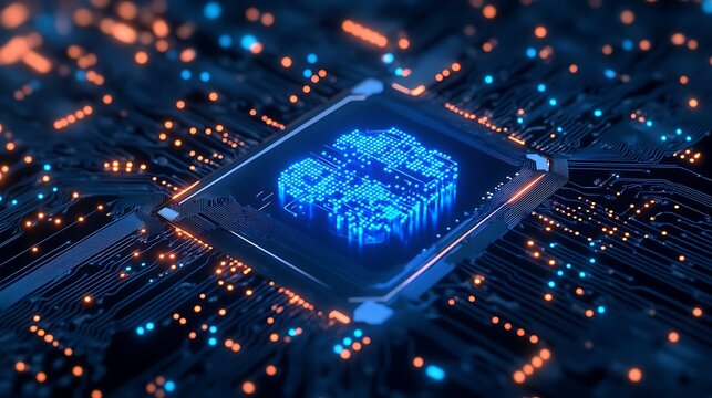 Artificial intelligence ai brain circuit board technology digital innovation concept design