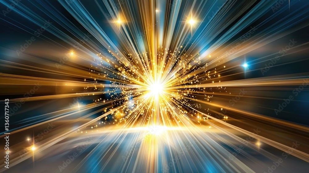 Poster bright white flash with dynamic light rays exploding from the center, transparent effect