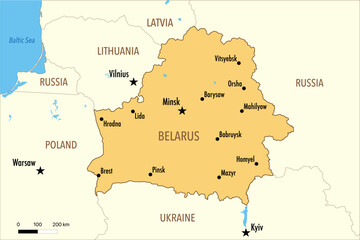 Fototapeta premium Vector Map of Belarus with Major Cities – Editable Infographic