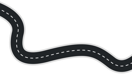 Wavy asphalt road with winding curves. Race track and highway isolated on a white background