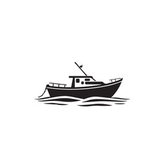 Boat silhouette on white background. Boat icon. Boat logo. Vector illustration.