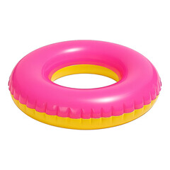 Inflatable Swimming Ring – Pink and Yellow Pool Float, Glossy Finish, Summer Accessory

