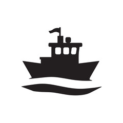 Boat silhouette on white background. Boat icon. Boat logo. Vector illustration.