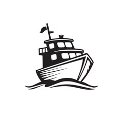 Obraz premium Boat silhouette on white background. Boat icon. Boat logo. Vector illustration.