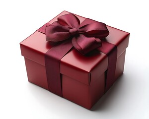 Obraz premium A single red gift box with ribbon and large decorative bow