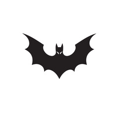 A black bat with outstretched wings. Bat silhouette on white background. Bat logo design.  Bat Silhouettes Vector Design.