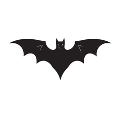 A black bat with outstretched wings. Bat silhouette on white background. Bat logo design.  Bat Silhouettes Vector Design.