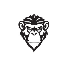 Fototapeta premium Monkey logo. Monkey Face Icon. Monkey head silhouette on white background. Vector Illustration. 