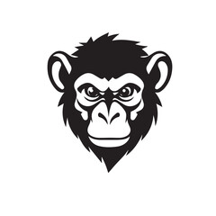 Monkey logo. Monkey Face Icon. Monkey head silhouette on white background. Vector Illustration. 