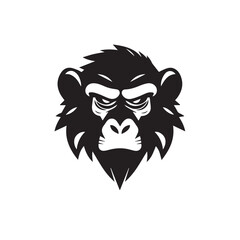 Monkey logo. Monkey Face Icon. Monkey head silhouette on white background. Vector Illustration. 