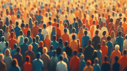Obraz premium Diverse crowd of people in vibrant colors seen from behind