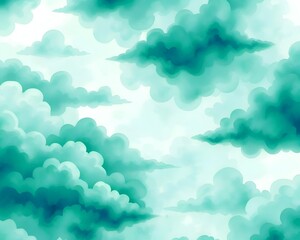 Cielo de grandes nubes verde.