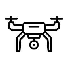 drone outline icon, drone camera black line illustration