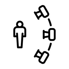 View Angle outline icon, camera view black line illustration