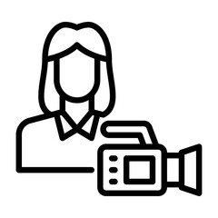 Videographer outline icon, avatar black line illustration