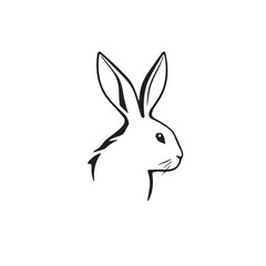 Rabbit head silhouette. Rabbit logo design. Rabbit vector illustration. 