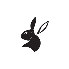 Rabbit head silhouette. Rabbit logo design. Rabbit vector illustration. 