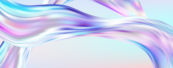 Fototapeta premium Abstract holographic wave.Flow iridescent fluid.Dynamic spectrum ribbon.