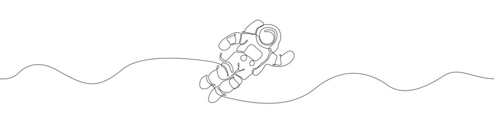 Astronaut icon line continuous drawing vector. One line Cosmonaut icon vector background. Spaceman icon. Continuous outline of a Man in a spacesuit icon.