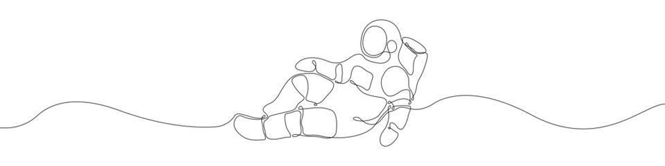 Astronaut icon line continuous drawing vector. One line Cosmonaut icon vector background. Spaceman icon. Continuous outline of a Man in a spacesuit icon.
