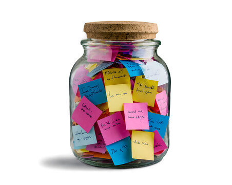 Heartfelt Gestures, A Glass Jar Filled with Handwritten Love Notes Symbolizing Affection, Memories, and Personal Connection, Showcasing the Beauty of Handwritten Communication
