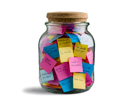 Heartfelt Gestures, A Glass Jar Filled with Handwritten Love Notes Symbolizing Affection, Memories, and Personal Connection, Showcasing the Beauty of Handwritten Communication