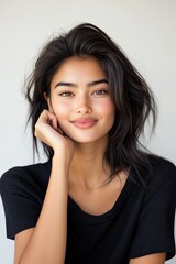 Fototapeta premium The model winks or tilts her head flirtatiously 