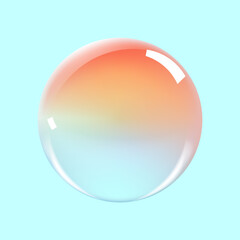 Realistic glossy glass ball.Abstract 3D light bubble with glare.Geometric abstract shape.