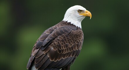Obraz premium A majestic bald eagle displaying its distinctive white head and feathers