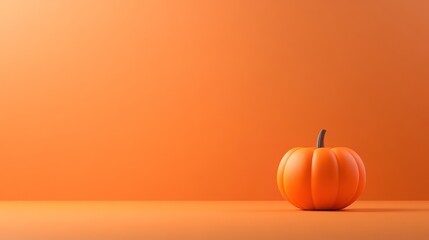 Minimalist Pumpkin on Orange Background: Autumnal Still Life Photography