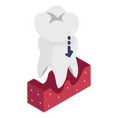 Tooth crownor cap  isometric concept, Restoration of endodontically treated teeth vector icon design, Dentures symbol,Oral Healthcare sign, Dental instrument illustration