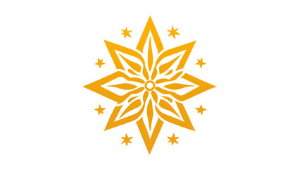 Obraz premium Vibrant Star Snowflake Design: Elegant Geometric Logo Pattern, Abstract Cultural Icon with Celestial Motif, Unique Artistic Decoration Featuring Symmetrical Craftsmanship and Illuminating Beauty