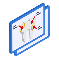 orthodontic brackets placement isometric concept,  debonding procedure vector icon design, Dentures symbol,Oral Healthcare sign, Dental instrument illustration