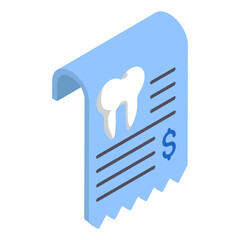 Dental Clinic Invoice isometric concept, receipt teeth treatment bill vector icon design, Dentures symbol,Oral Healthcare sign, Dental instrument illustration