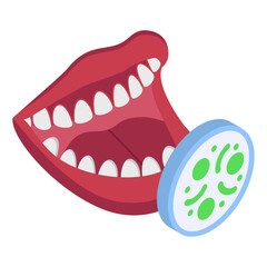 Periodontal Disease isometric concept, teeth bacterial infection vector icon design, Dentures symbol,Oral Healthcare sign, Dental instrument illustration