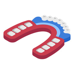 Dental Plates isometric concept, reconstruct single or many teeth vector icon design, Dentures symbol,Oral Healthcare sign, Dental instrument illustration