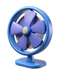 3D Cartoon Fan with Blue and Purple Design
