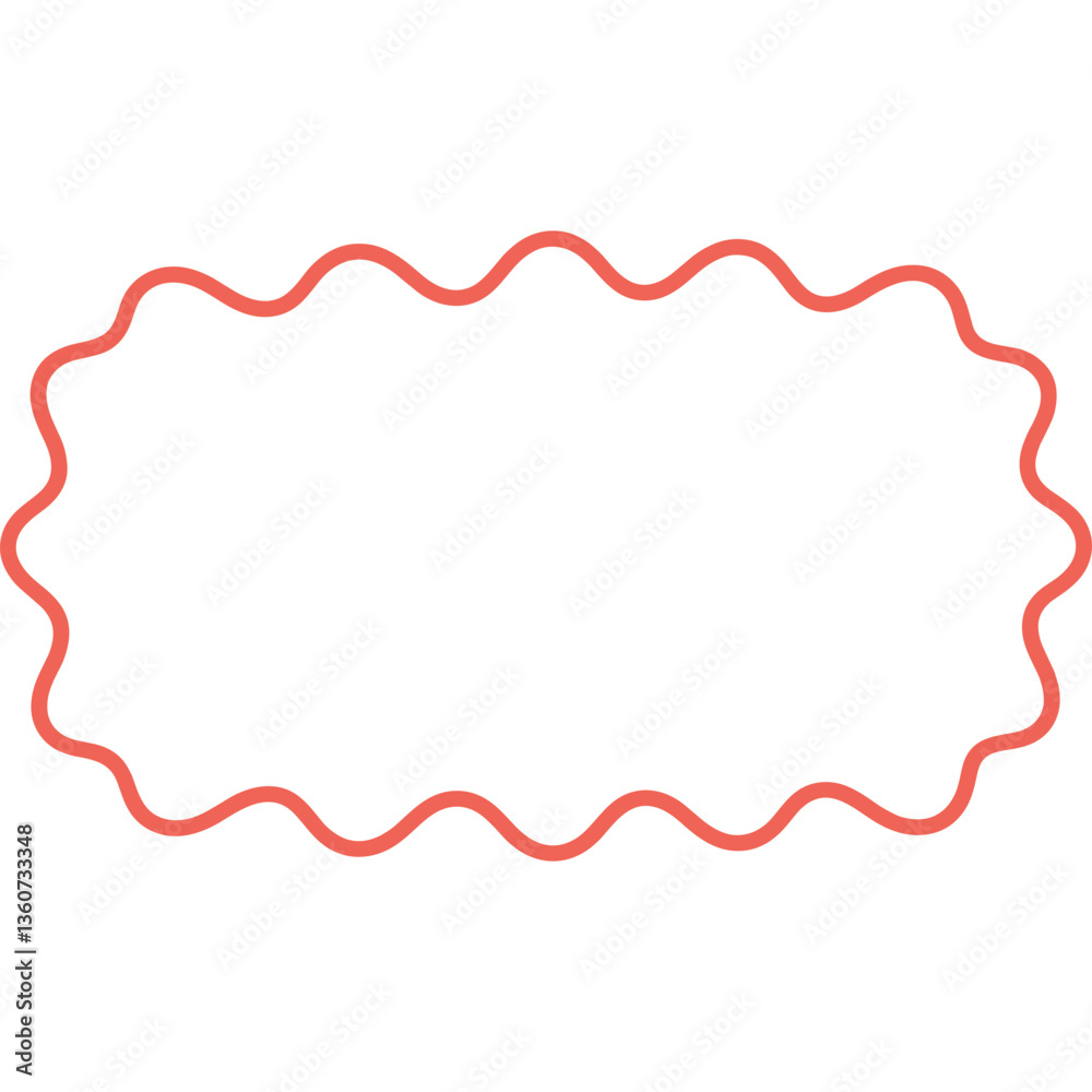 Poster abstract shape with wavy red border for graphic design and abstract background. wavy border creates 