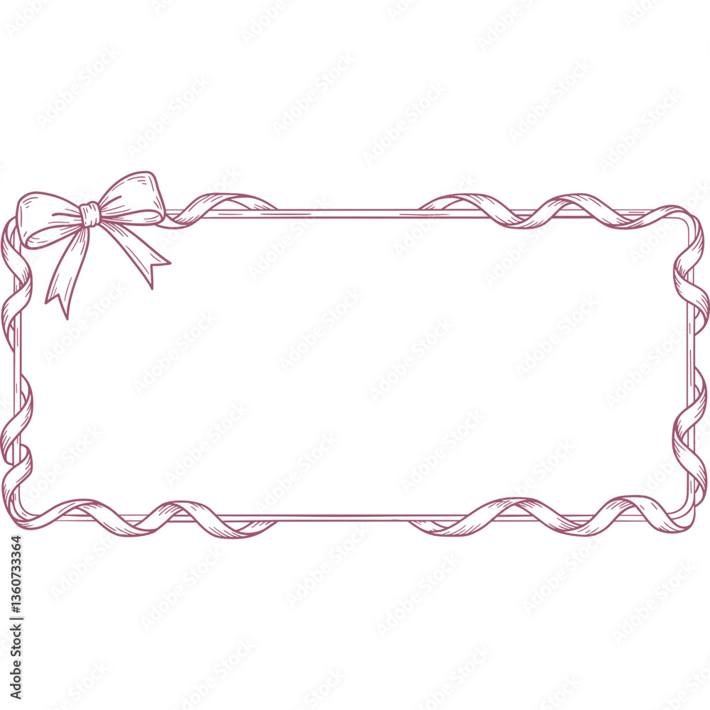 Poster decorative frame with ribbon bow a graphic resource features a rectangular shape adorned with swirli