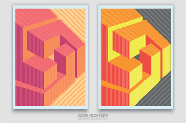 Abstract impossible shape in isometric style. Geometric illusion with bright gradient colors creates the effect of paradoxical perspective. Ideal for modern design and background. 