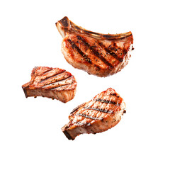 Juicy Grilled Pork Chops Falling Deliciously Appetizing Food Photography