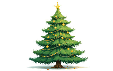 Fototapeta premium Decorated Christmas Tree with Star Topper and Lights Holiday Celebration